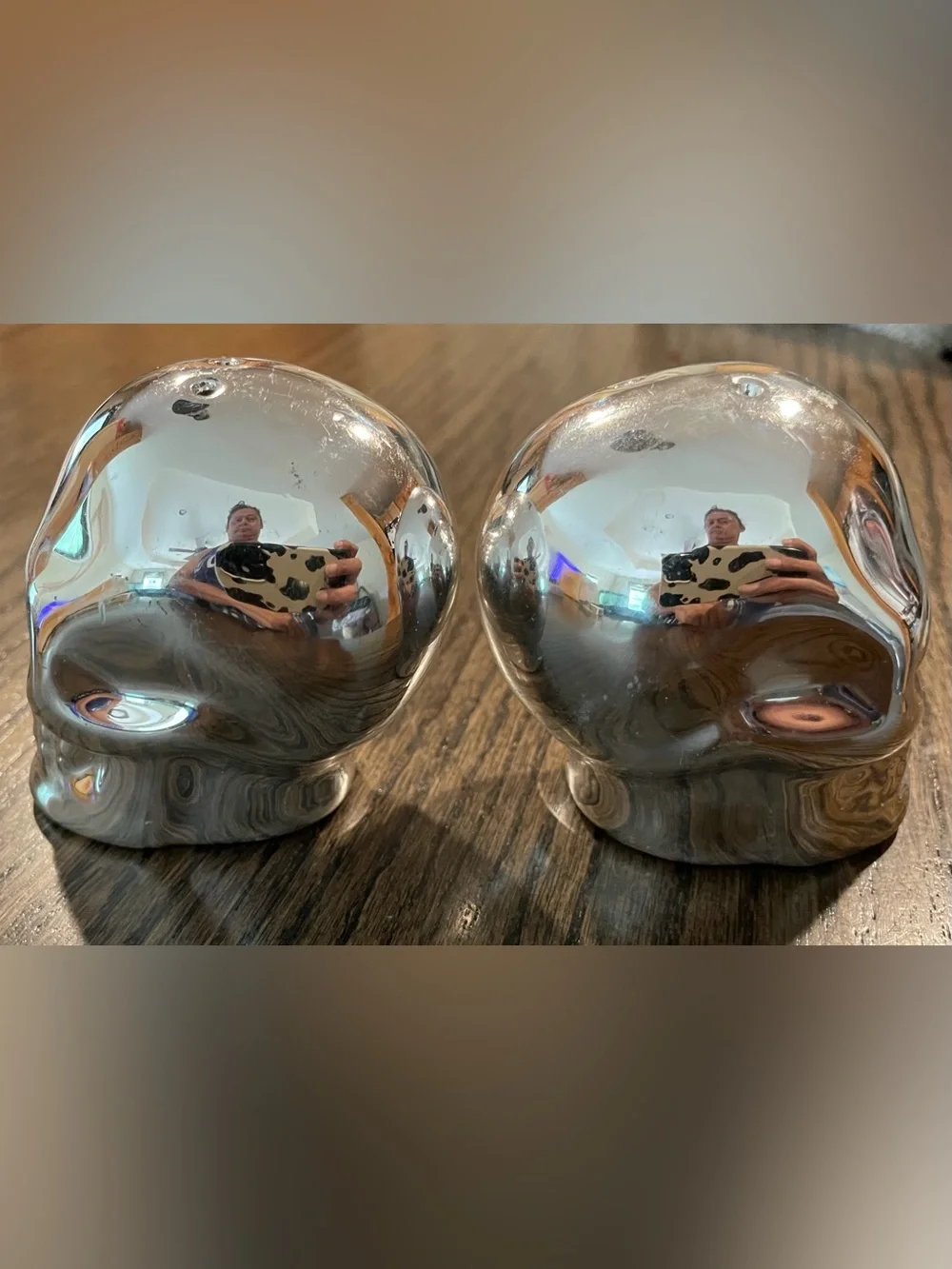 Chrome Skull Salt and Pepper Shakers Set